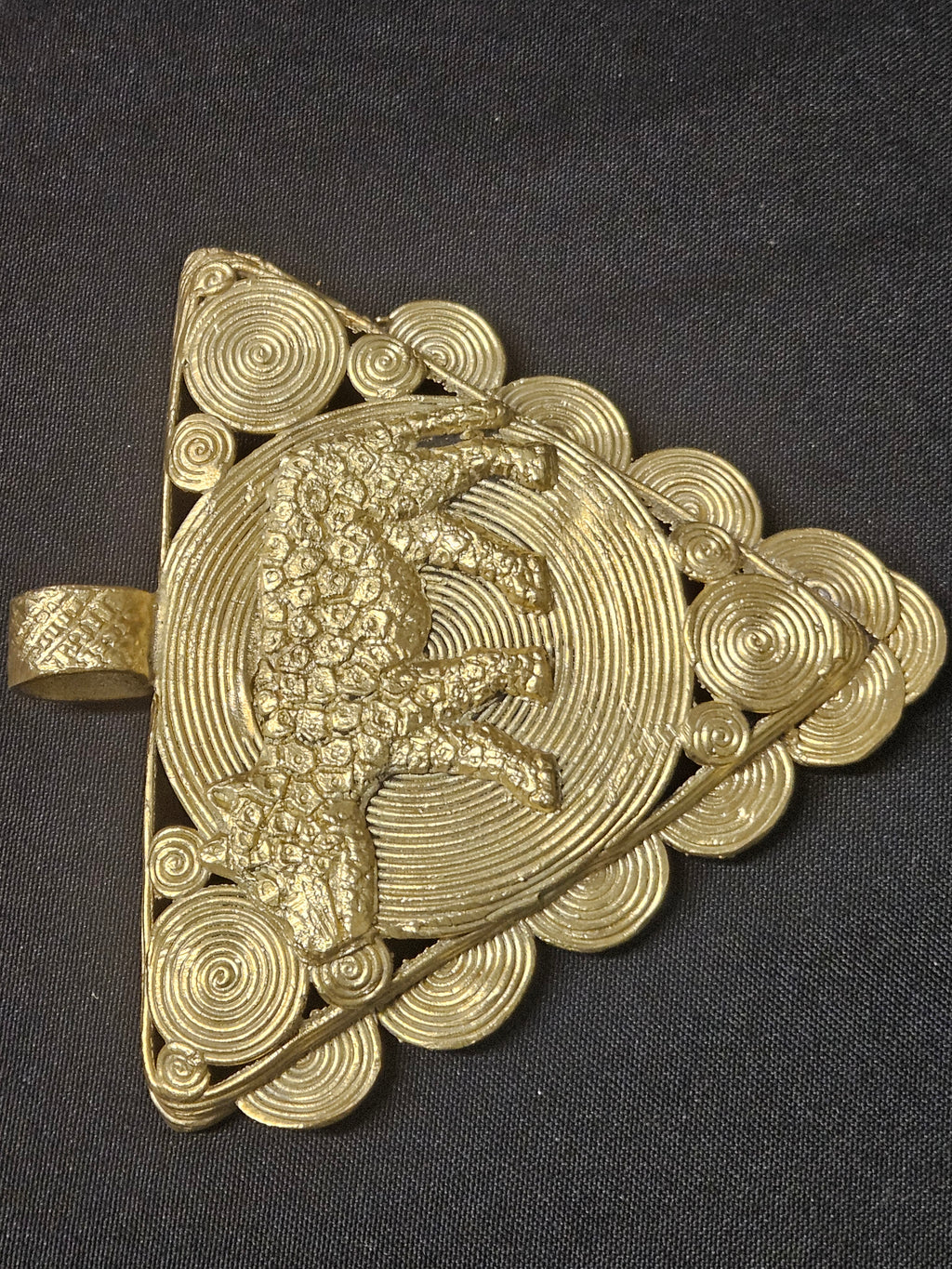 African Brass Tiger Pendant with Adinkrahene Symbol – Ghana