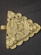 African Brass Tiger Pendant with Adinkrahene Symbol – Ghana