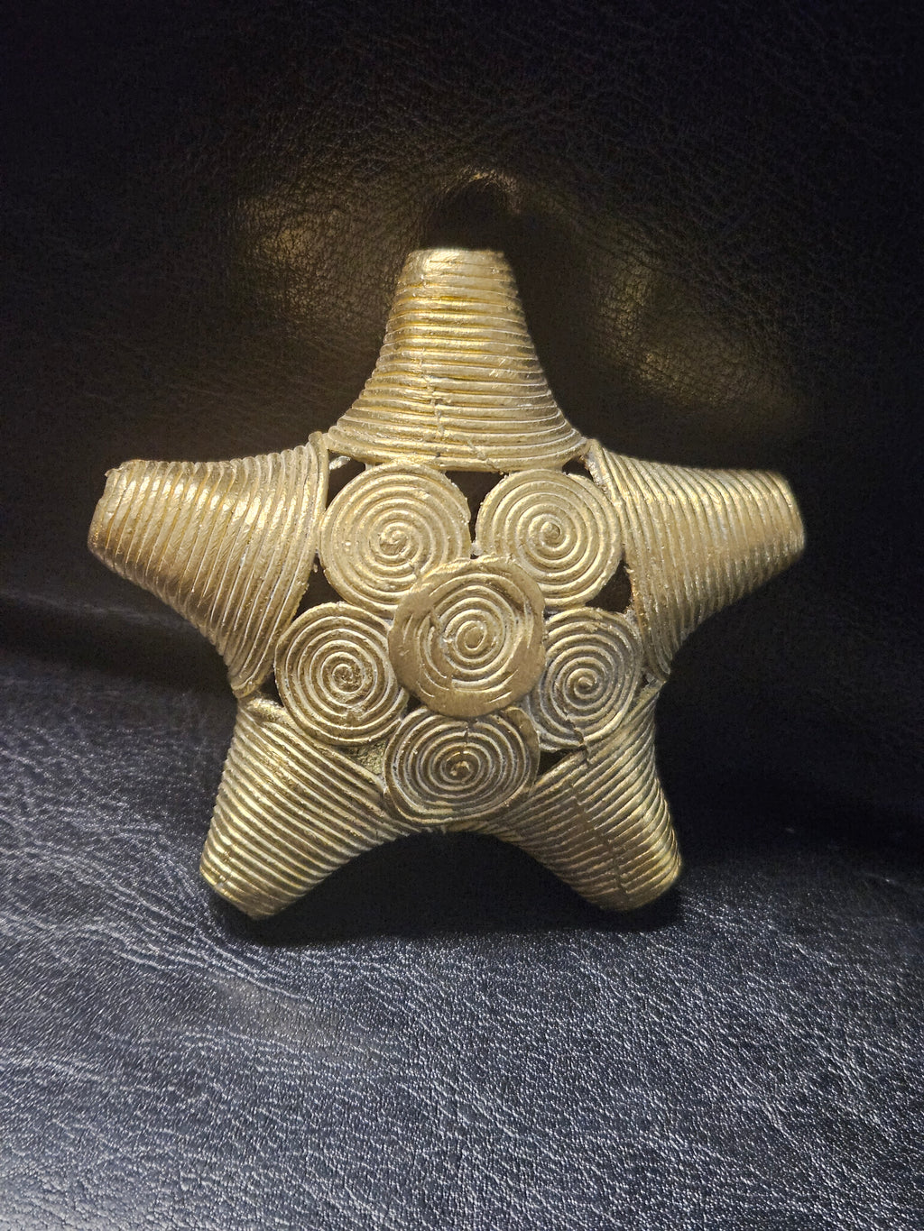 Oversized African Ashanti Brass Star Bead | Ghana Statement Focal Bead