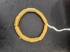African Glass Beads – Painted Krobo Long Tubes, Mustard & Green Handmade Beads