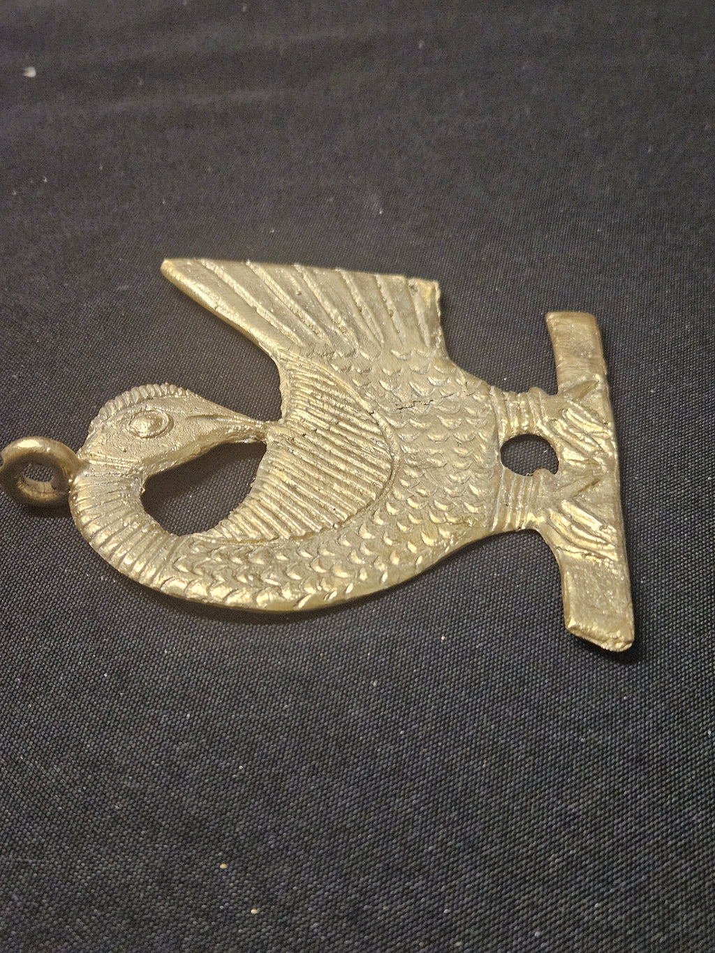 Oversized Sankofa Bird Ashanti Brass Pendant – Handcrafted Adinkra Symbol from Ghana (4" x 4.5")