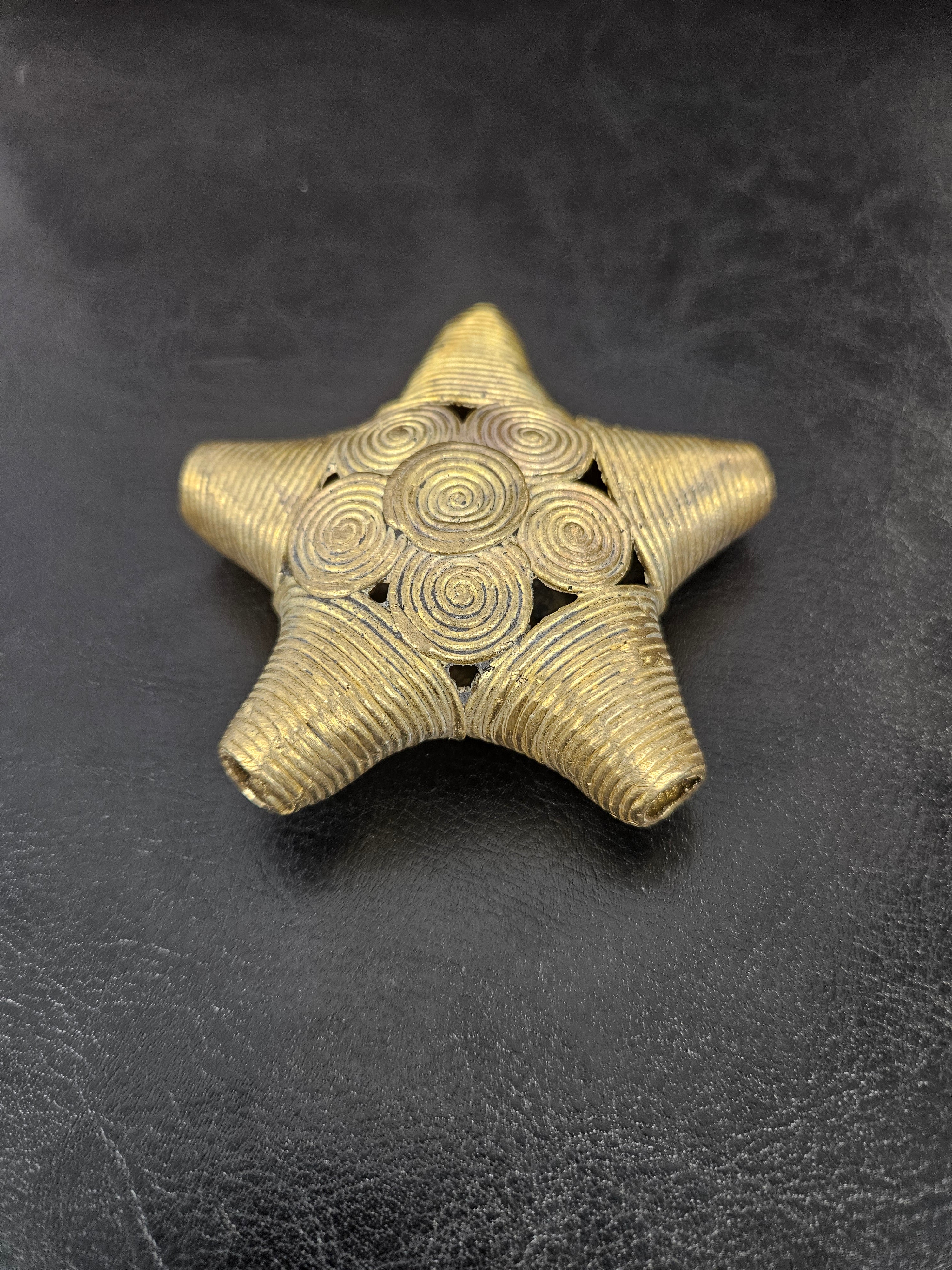 Oversized African Ashanti Brass Star Bead | Ghana Statement Focal Bead