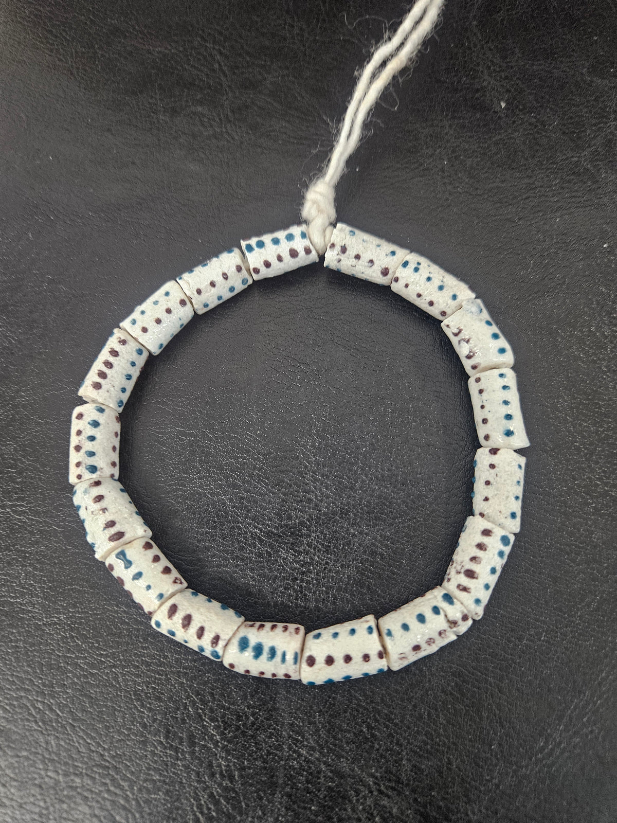 Authentic African Painted Glass Short Tube Beads from Ghana | Ivory Krobo Recycled Glass Jewelry Beads