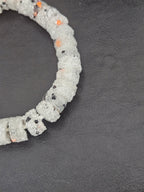 White Confetti Krobo Sugar Glass Short Tube Beads | Handcrafted Recycled Glass Beads from Ghana | Approx. 32 Beads Per Strand