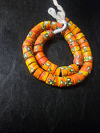 Orange Floral Trade Beads – Multicolor Pattern 8–12 × 14–15mm