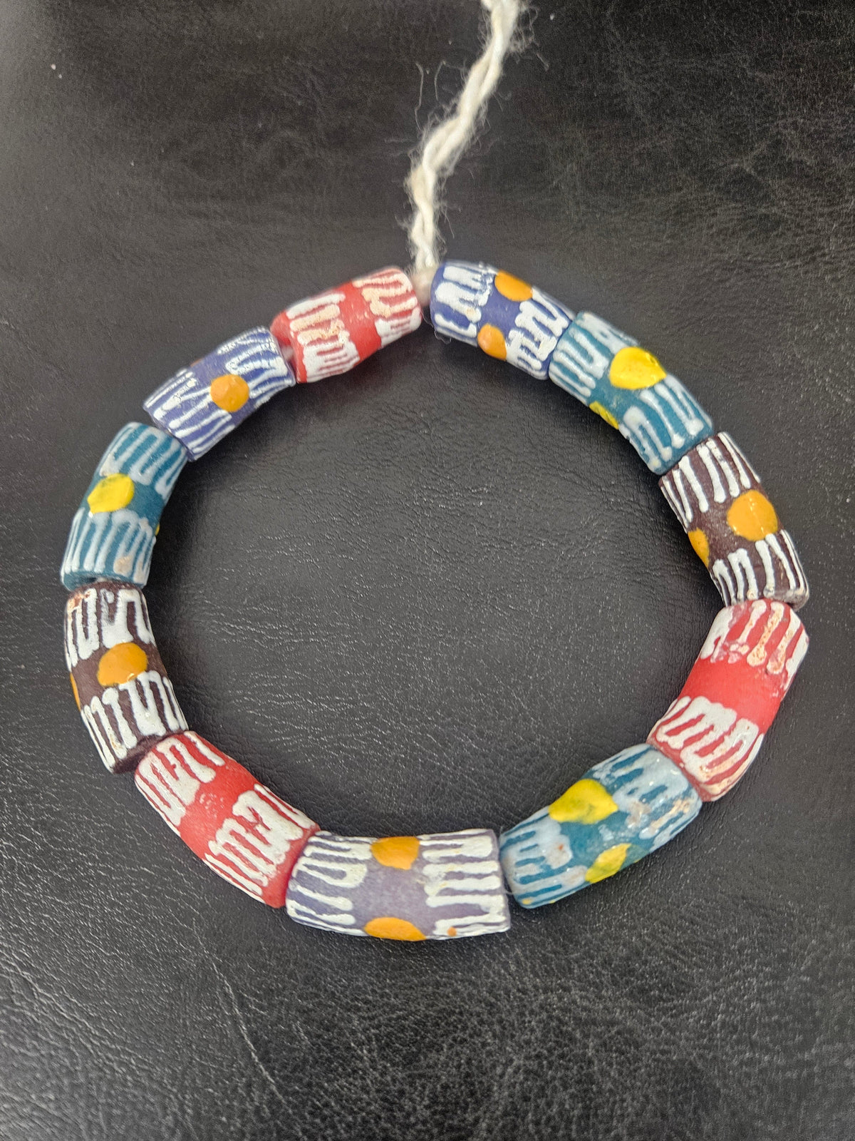 African Glass Beads – Painted Krobo Long Tubes, Multicolor Krobo Beads