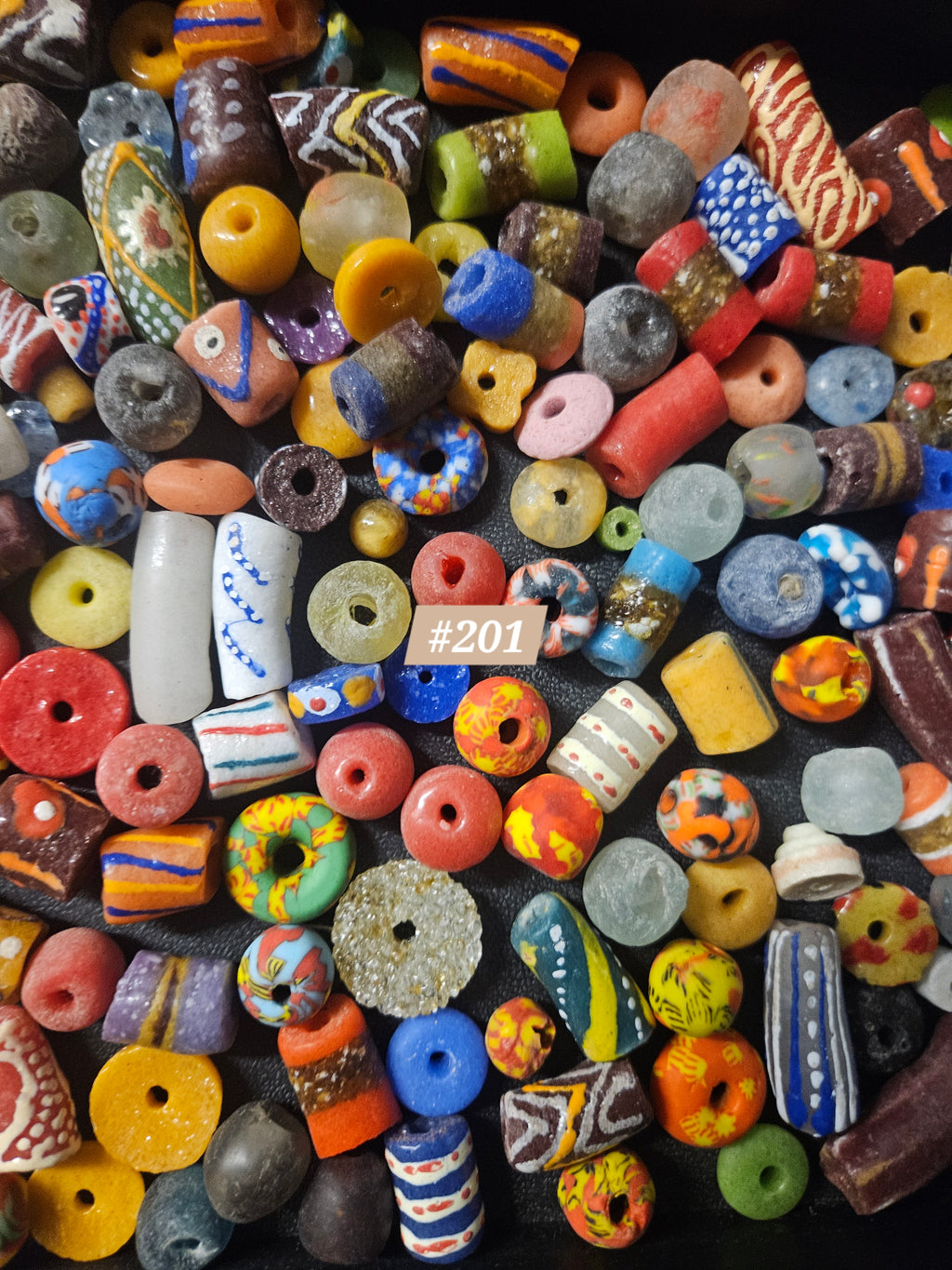 Designer African Bead Mix – Assorted Krobo Glass Beads, 1 Cup