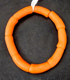 Sunset Orange Krobo Powdered Glass Tube Beads • Large Hole • 10–12 × 24–30 mm • Approx. 9 Beads