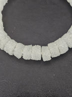 White Krobo Sugar Glass Short Tube Beads | Handcrafted Recycled Glass Beads from Ghana | Approx. 32 Beads Per Strand