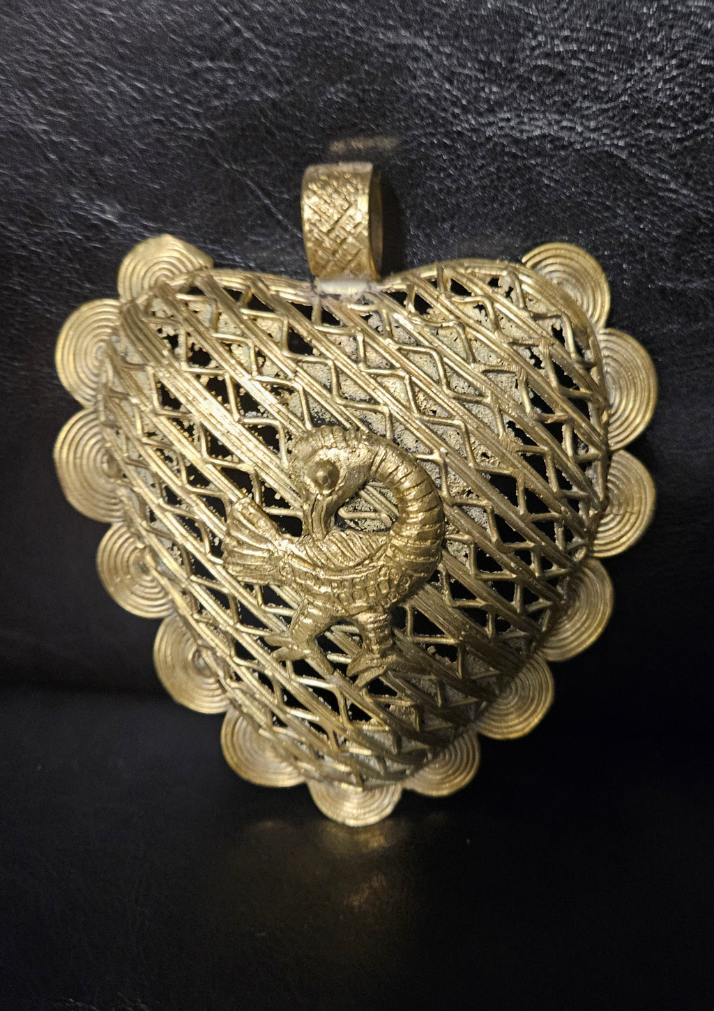 Oversized Sankofa Bird Adinkra Brass Pendant Handmade in Ghana