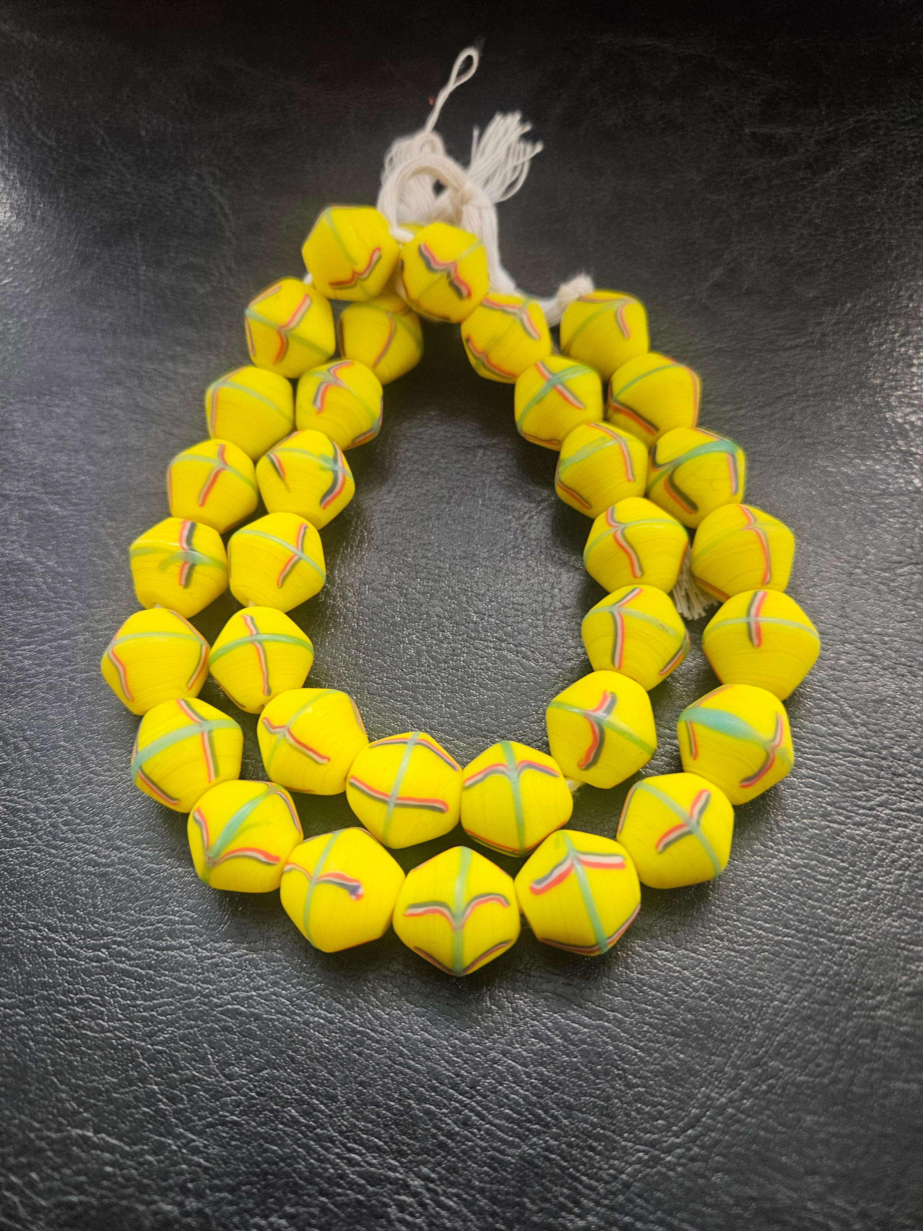 Yellow Cross Trade Beads – Multicolor 13.5 × 14.5mm
