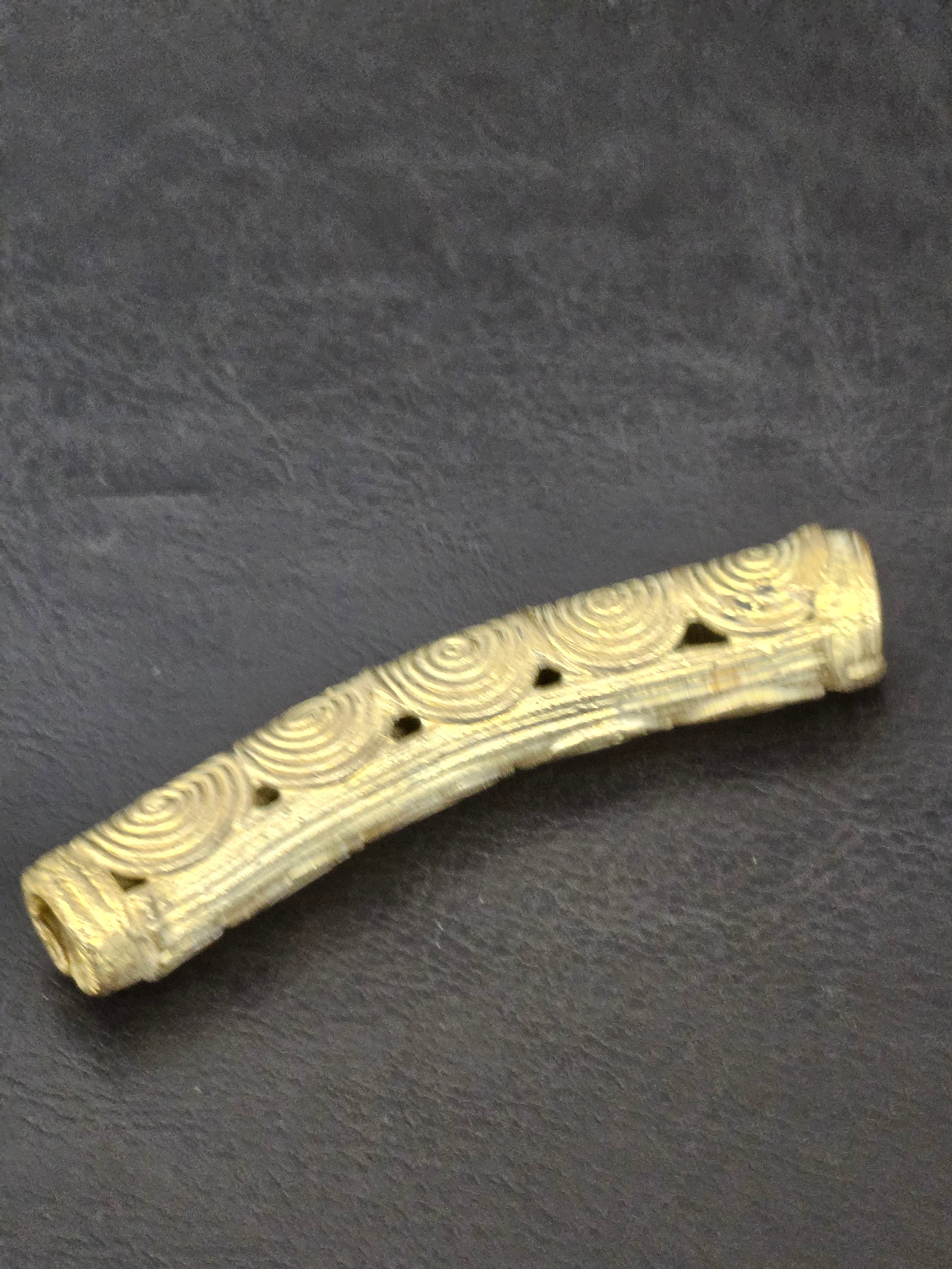 Handcrafted Ashanti Brass Curved Spiral Component Bead | Large Hole African Brass Focal Bead | Ghana Bracelet & Leather Jewelry Component 60mm