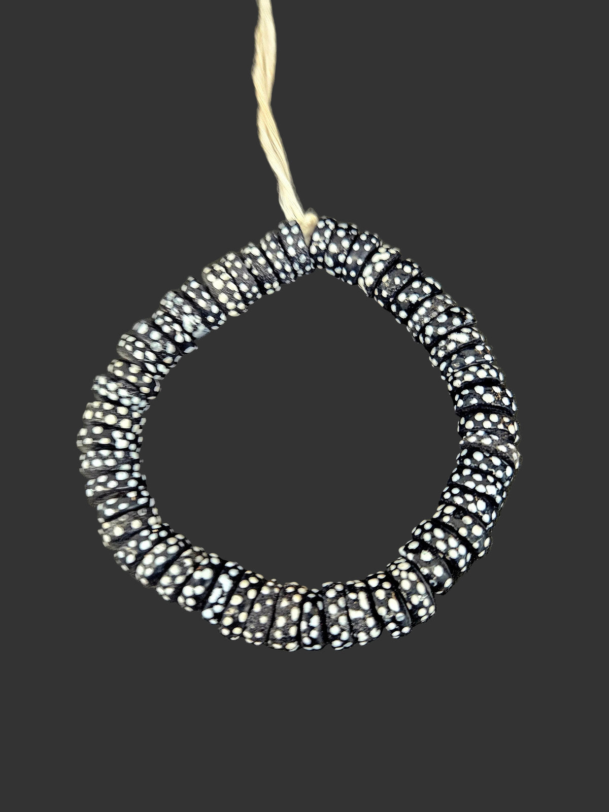 African Glass Beads – Painted Krobo Short Tubes, Black & White Krobo Beads