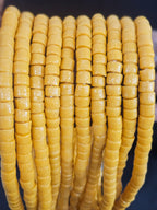 Golden Ochre Small Cube Tube Krobo Powdered Glass Beads | Ghana Recycled Glass | 77–78 Beads