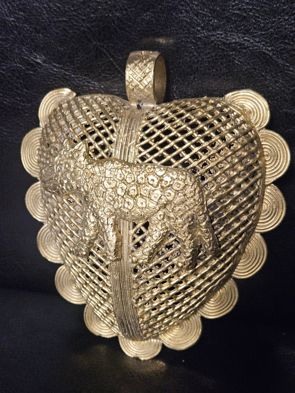 Large Ghana Brass Tiger Statement Pendant – Adinkrahene Design