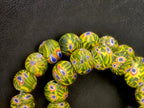 African Trade Beads Sourced in Ghana | Large-Hole Glass Trade Beads | Approximately 15–16mm | Designer & Collector Strand