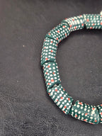 Painted Krobo Glass Beads | Green Red & White Polka Dot Long Tube Beads | Handcrafted Ghana Recycled Glass Beads
