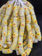 Ivory Painted Krobo Glass Tube Beads | Recycled African Glass Beads | Ghana | Aadampo