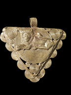 African Brass Lion Pendant with Adinkrahene Symbol – Ghana