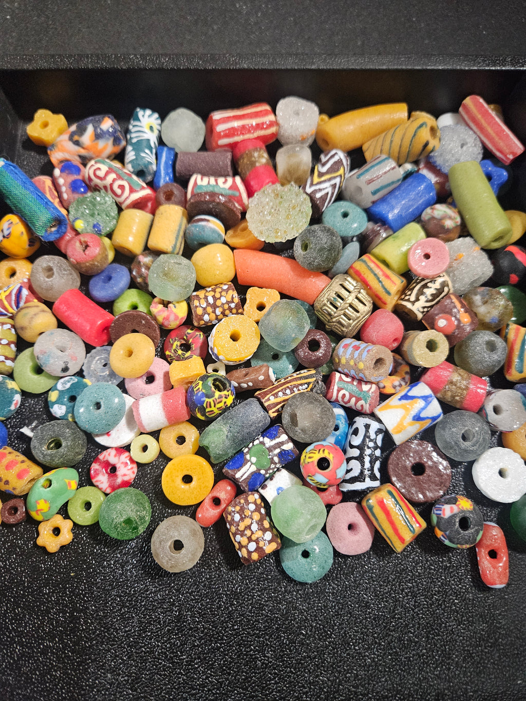 Bright Festival Krobo Recycled Glass Beads – 1 Cup (~160 pcs) | African Artisan Festival Mix
