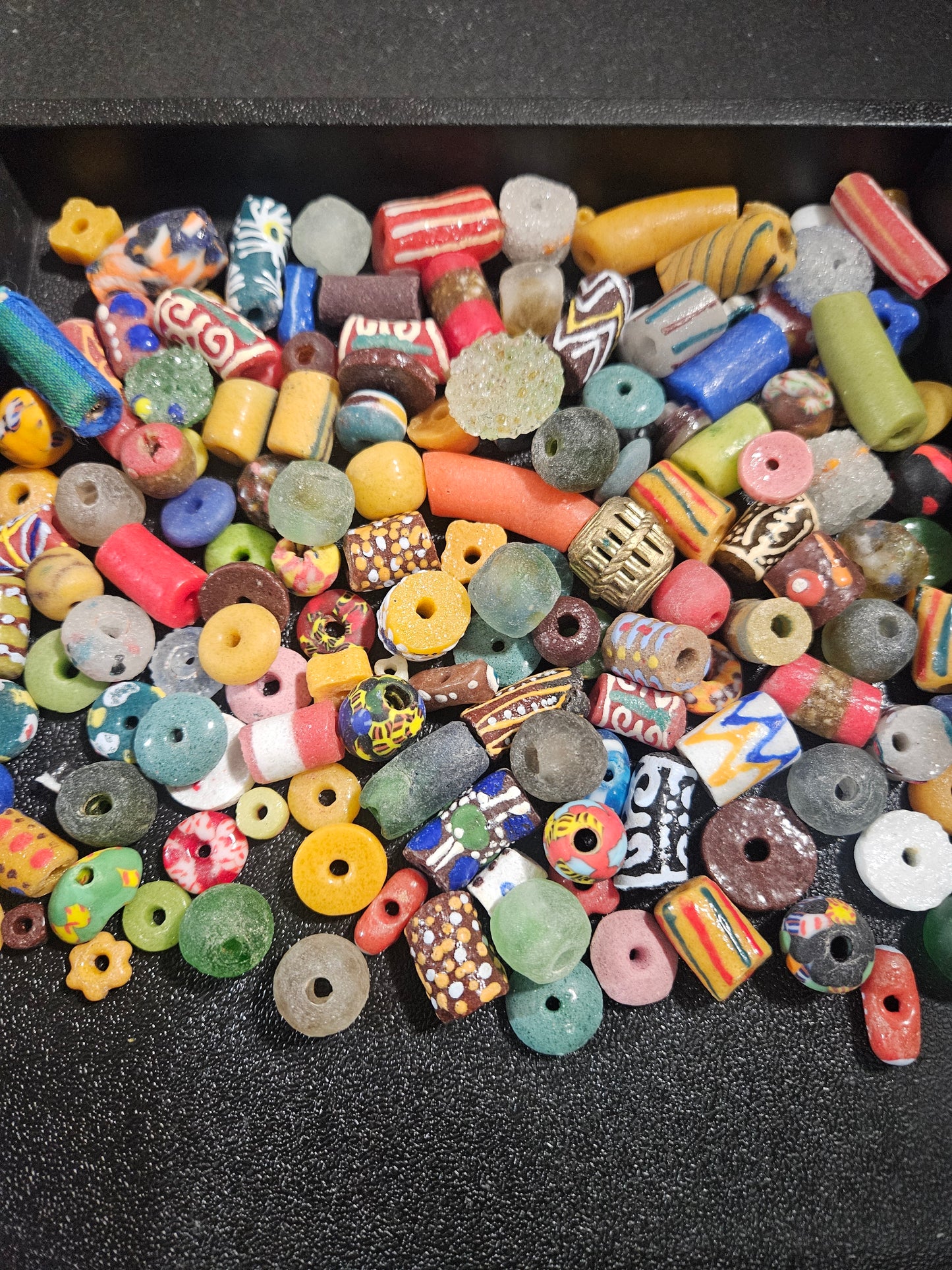 Bright Festival Krobo Recycled Glass Beads – 1 Cup (~160 pcs) | African Artisan Festival Mix