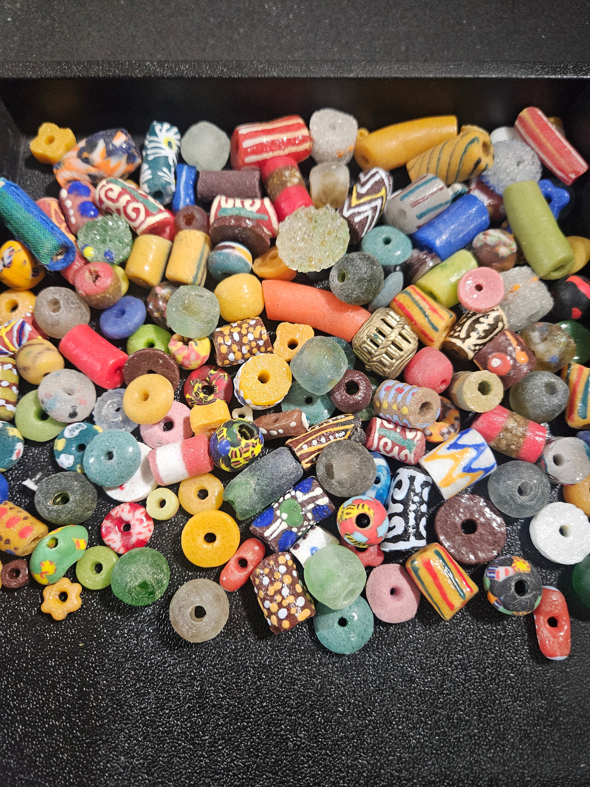 Bright Festival Krobo Recycled Glass Beads – 1 Cup (~160 pcs) | African Artisan Festival Mix