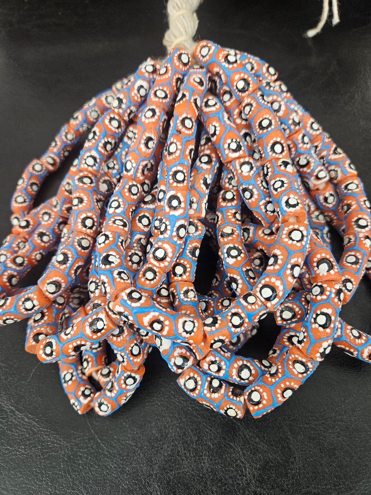 Authentic African Painted Glass Tube Beads from Ghana | Handmade Krobo Recycled Glass Jewelry Beads