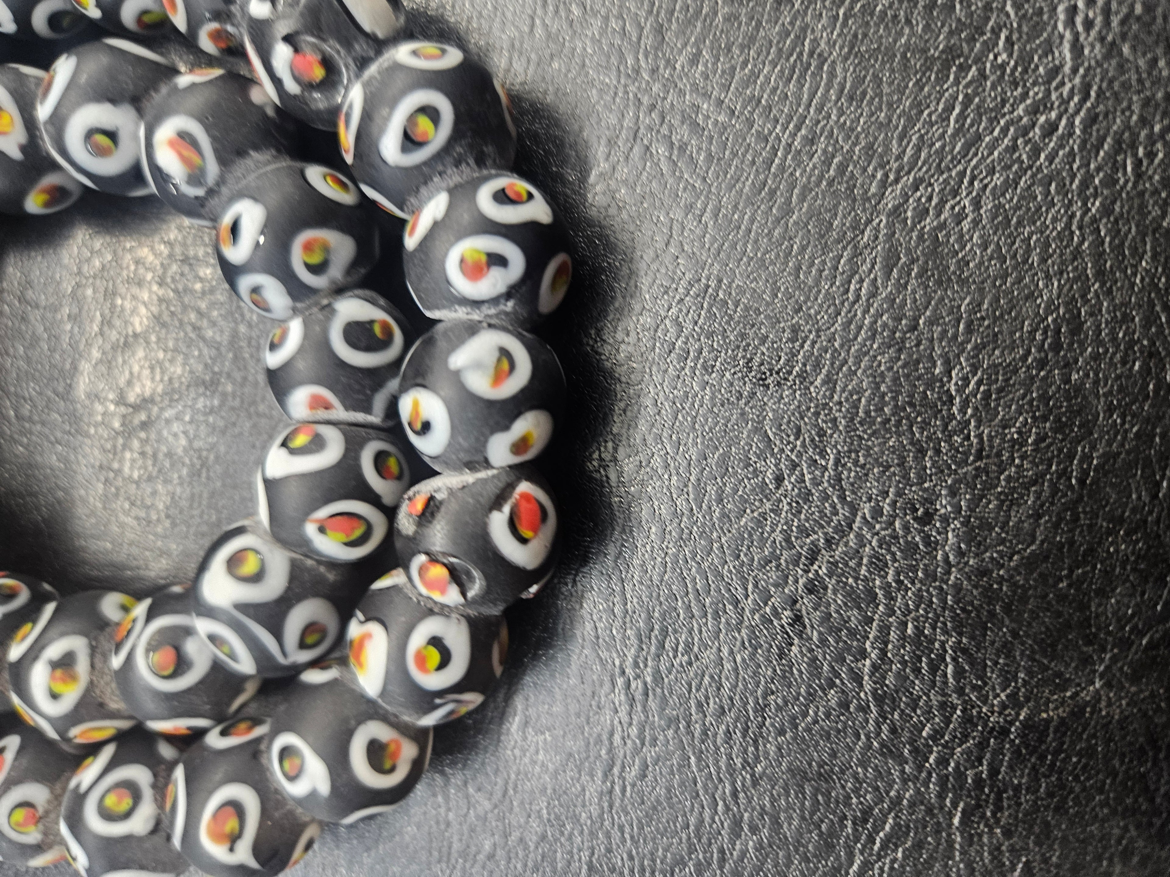 Designer Eye Trade Beads – Black, White & Multicolor 37–38 Beads