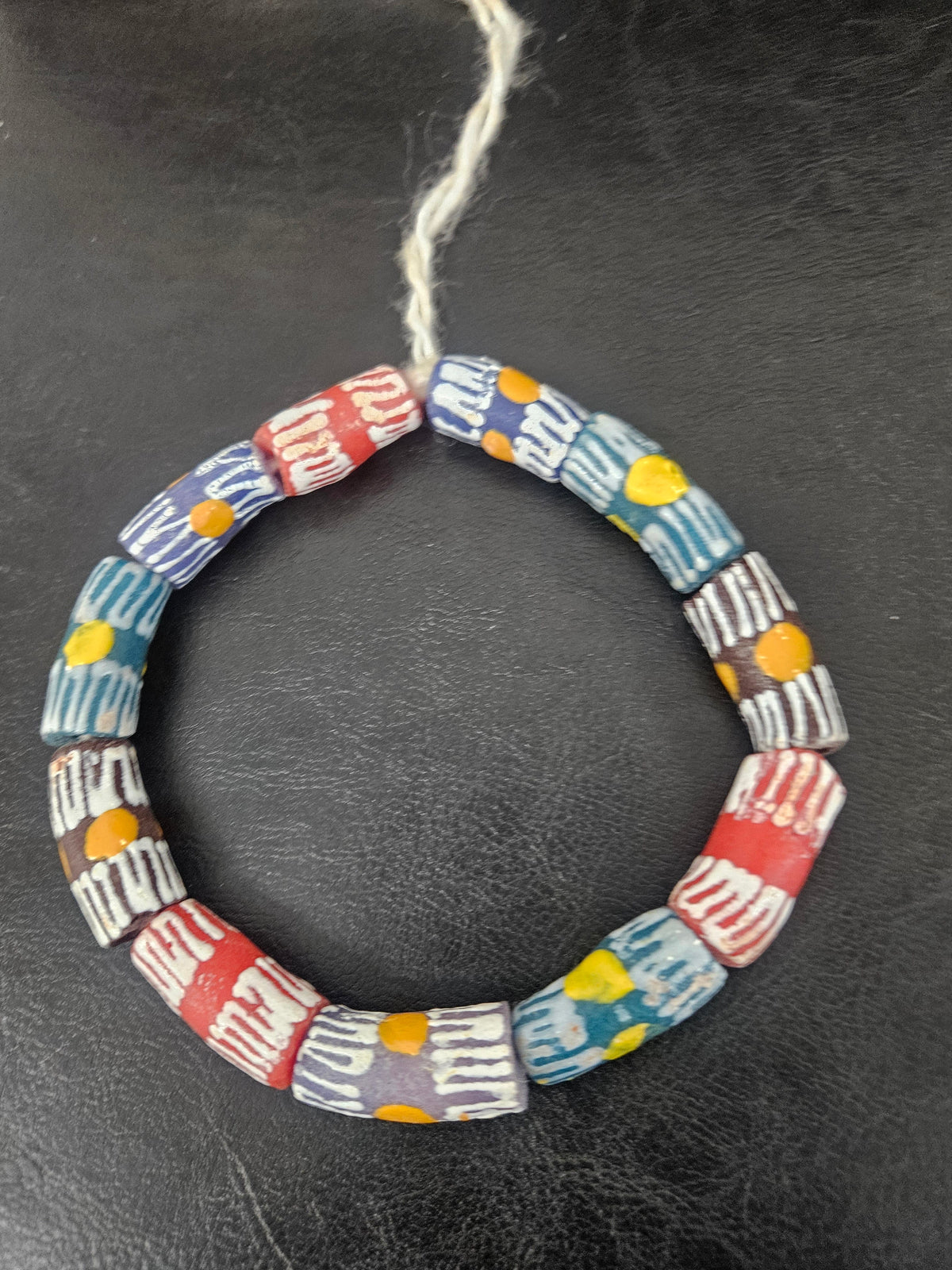 African Glass Beads – Painted Krobo Long Tubes, Multicolor Krobo Beads