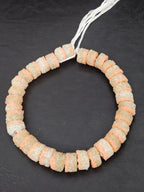 Peach & Ivory Krobo Sugar Glass Short Tube Beads | Handcrafted Recycled Glass Beads from Ghana | Approx. 32 Beads Per Strand