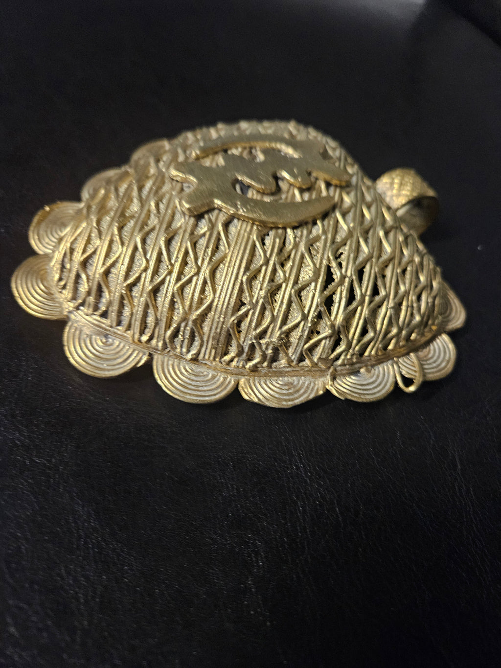 Oversized Gye Nyame Adinkra Brass Pendant – Handcrafted in Ghana
