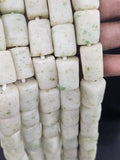 Ivory Moss Cube Tube Krobo Powdered Glass Beads Handmade by Skilled Krobo Artisans in Ghana