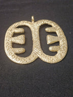 Large Handcrafted Ese Ne Tekrema African Brass Pendant | Authentic Ghana Adinkra Symbol