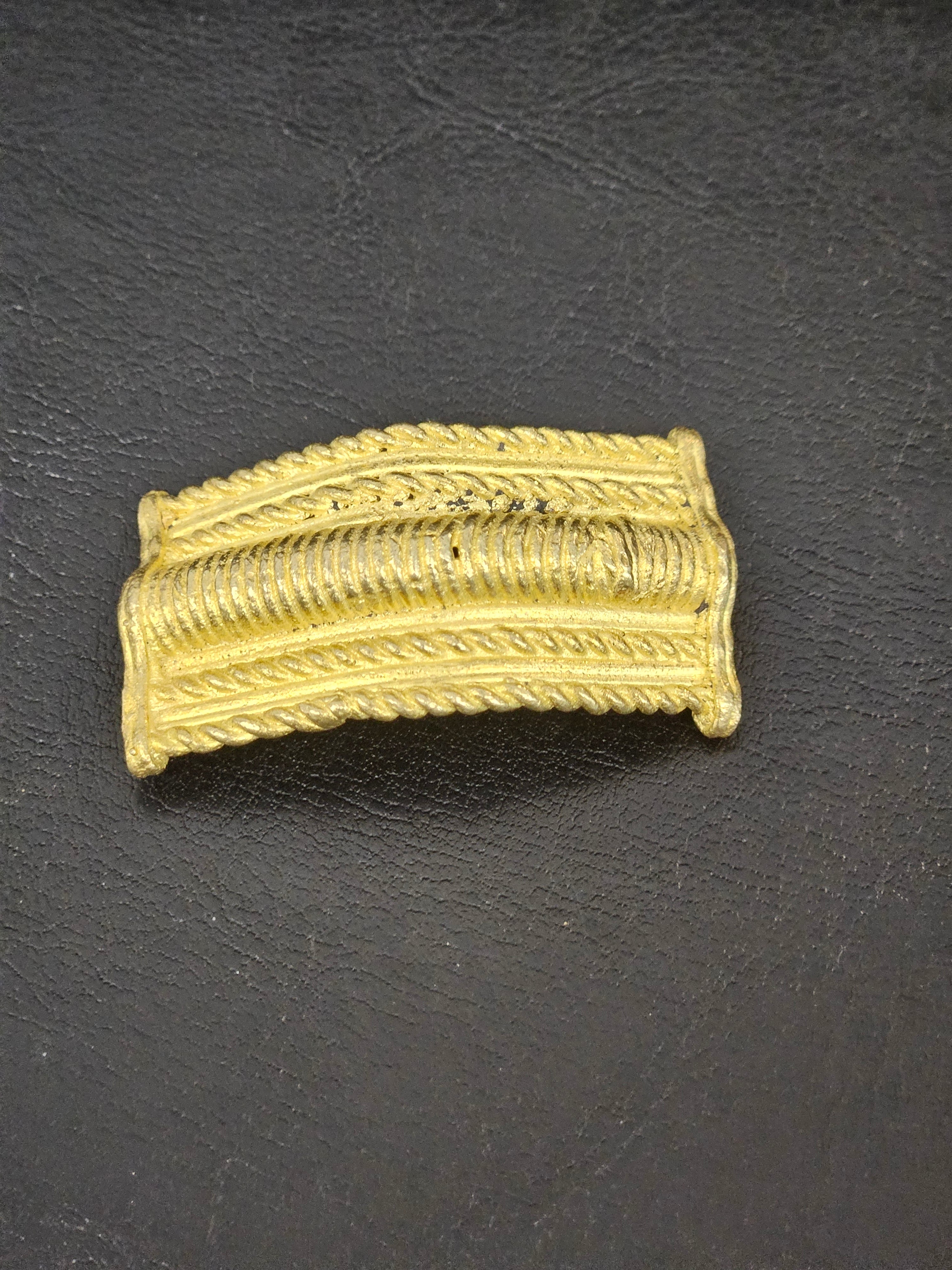 Handcrafted Curved Ashanti Brass Component Bead | Large Hole African Brass Bracelet Focal Bead | Ghana Artisan Brass Connector 25x50mm
