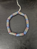 Ivory Multicolor Krobo Painted Glass Long Tube Beads | Handmade African Recycled Glass from Ghana