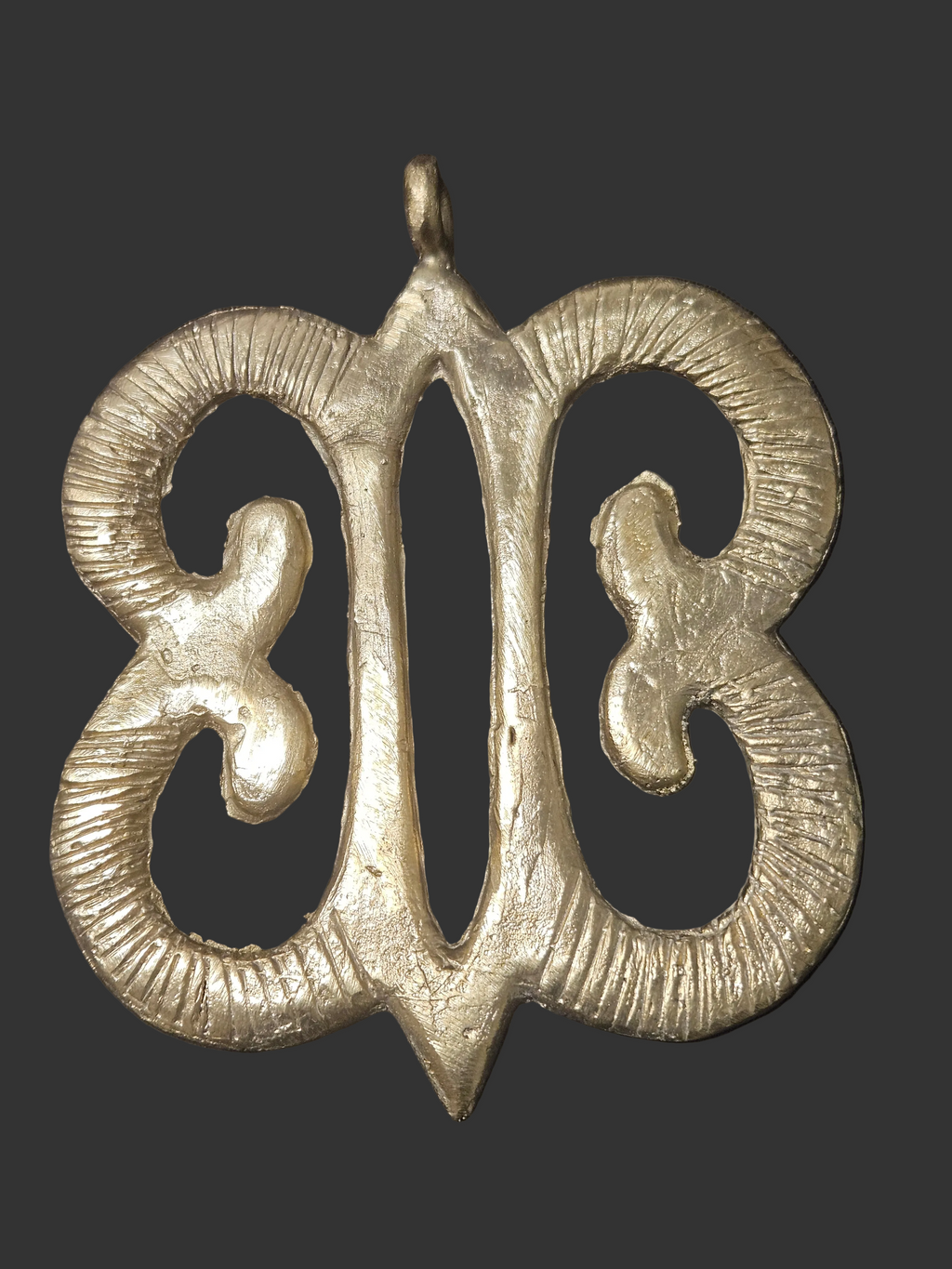 Large Handcrafted Hye Won Hye African Brass Pendant | Authentic Ghana Adinkra Symbol