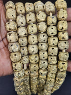 Handcrafted Ashanti Brass Spiral Filigree Cube Beads | Large Hole Ghana Brass Beads | African Brass Jewelry Making Supplies