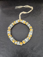 African Glass Beads – Painted Krobo Long Tubes, Green & Gold
