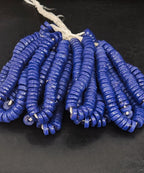 Royal Cobalt Blue Disc handcrafted Ghanaian recycled glass beads