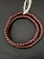 Deep Cocoa Small Cube Tube Krobo Glass Beads | Designer Strand from Ghana