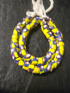 Designer Patterned Trade Beads – Yellow, Blue & Red Motif Strand