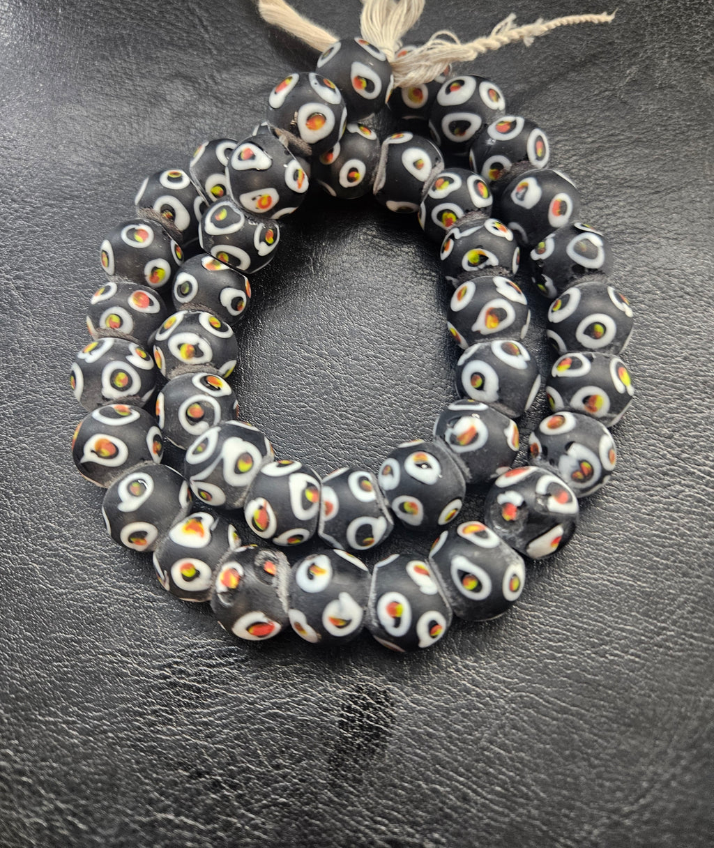 Designer Eye Trade Beads – Black, White & Multicolor 37–38 Beads