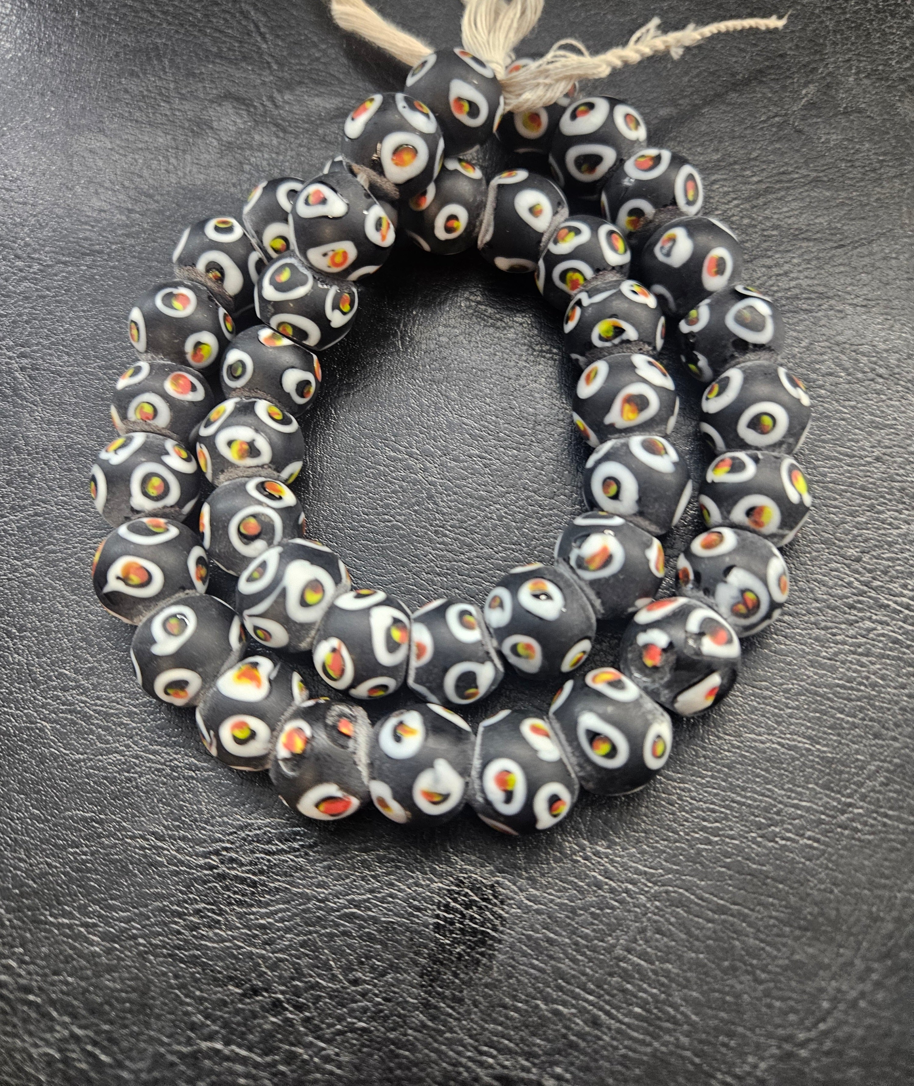 Designer Eye Trade Beads – Black, White & Multicolor 37–38 Beads