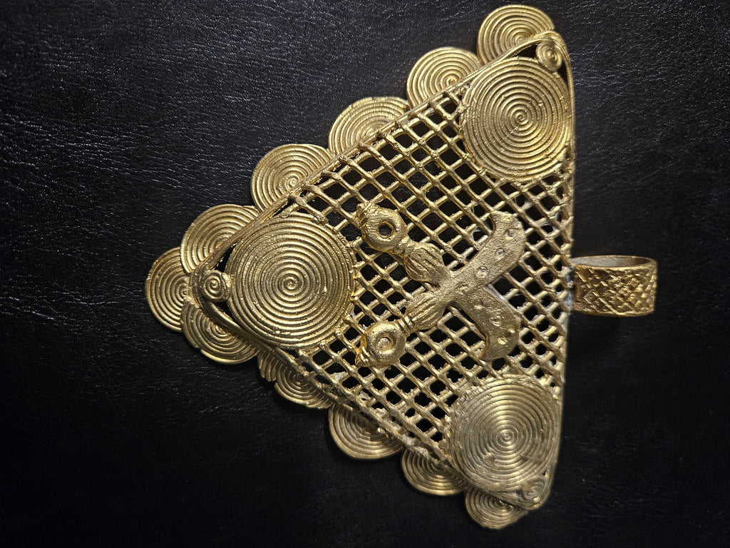 Oversized Adinkrahene Akofena Brass Statement Pendant – Handcrafted in Ghana