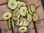 Handcrafted Ashanti Brass Disc Spacer Beads | African Brass Flat Disc Beads from Ghana | Artisan Jewelry Making Components