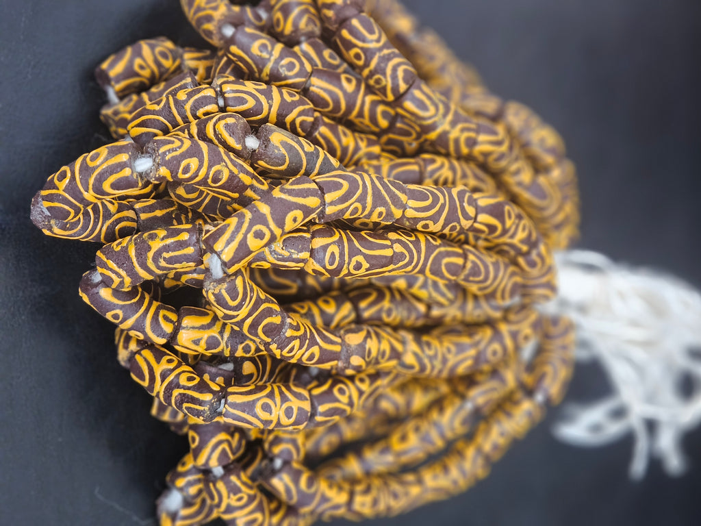 Handcrafted Krobo Glass Beads | Brown and Tan