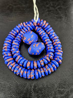 African Glass Bead Bundle – Cobalt Blue Krobo Rondelles + Focal Beads