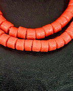 Burnt Terracotta Small Cube Tube Krobo Powdered Glass Beads | Ghana Recycled Glass | 77–78 Beads