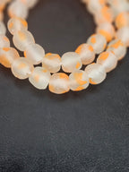 Authentic African Beads from Ghana | Orange Speckled Translucent Krobo Recycled Glass Beads | Handmade 12–14mm