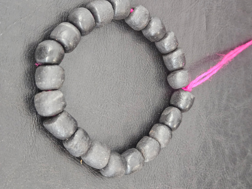 Matte Black Krobo Recycled Glass Beads | Handmade Glass Beads from Ghana